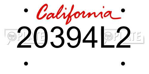20394L2 California License Plate