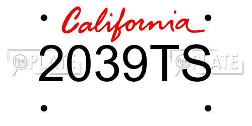 2039TS California License Plate