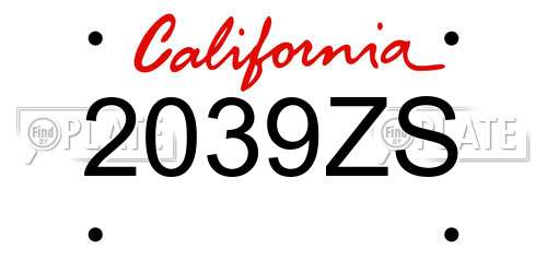 2039ZS California License Plate