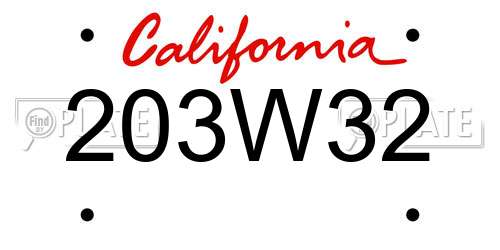 203W32 California License Plate