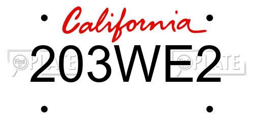 203WE2 California License Plate