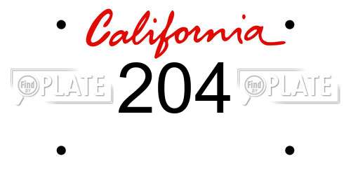 204 California License Plate