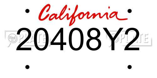 20408Y2 California License Plate