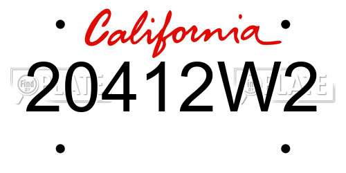 20412W2 California License Plate