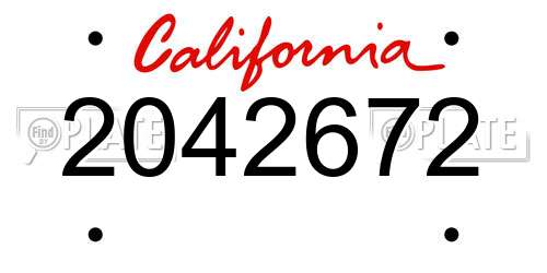 2042672 California License Plate