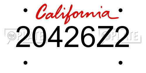 20426Z2 California License Plate