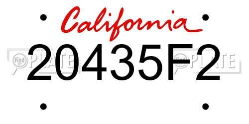 20435F2 California License Plate