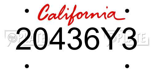 20436Y3 California License Plate