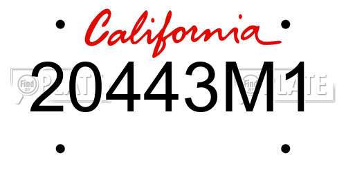 20443M1 California License Plate