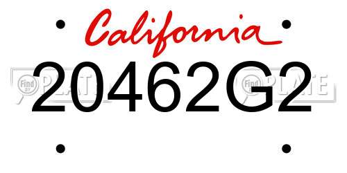 20462G2 California License Plate
