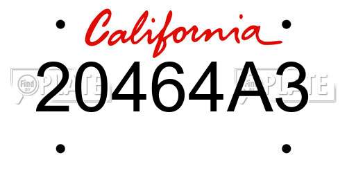 20464A3 California License Plate