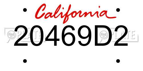 20469D2 California License Plate