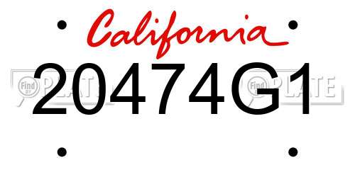 20474G1 California License Plate