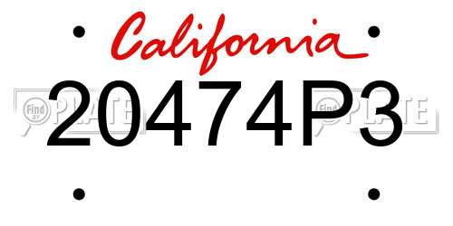 20474P3 California License Plate