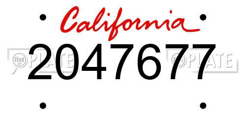2047677 California License Plate