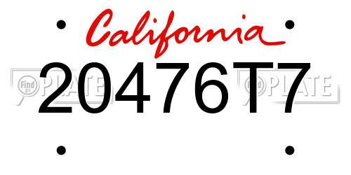 20476T7 California License Plate
