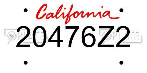 20476Z2 California License Plate