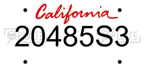 20485S3 California License Plate