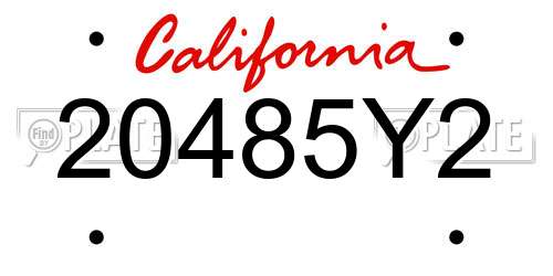 20485Y2 California License Plate