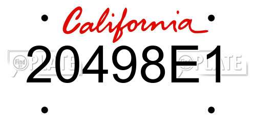 20498E1 California License Plate