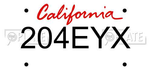 204EYX California License Plate