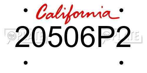 20506P2 California License Plate