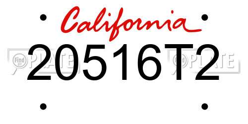 20516T2 California License Plate