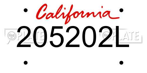 205202L California License Plate
