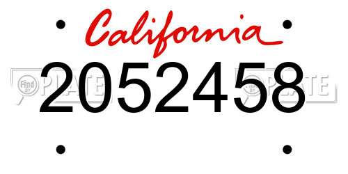 2052458 California License Plate