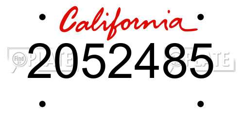 2052485 California License Plate