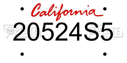 20524S5 California License Plate