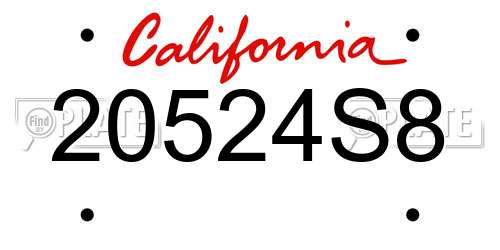 20524S8 California License Plate