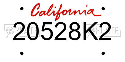 20528K2 California License Plate