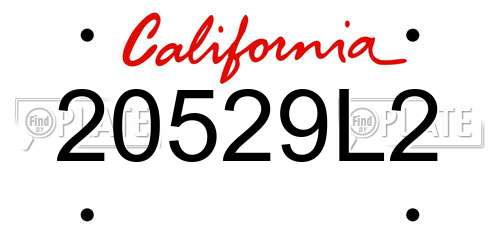 20529L2 California License Plate