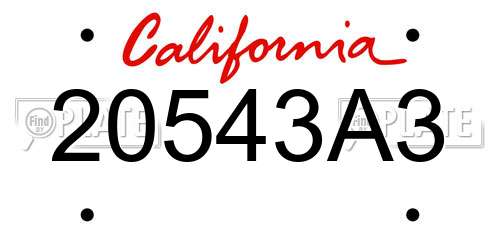 20543A3 California License Plate