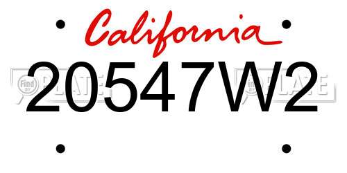 20547W2 California License Plate