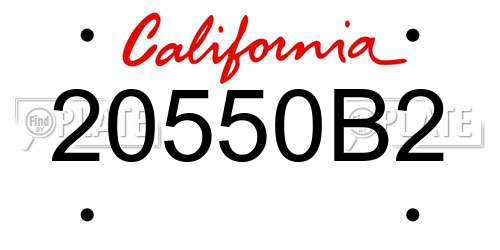20550B2 California License Plate
