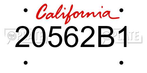 20562B1 California License Plate