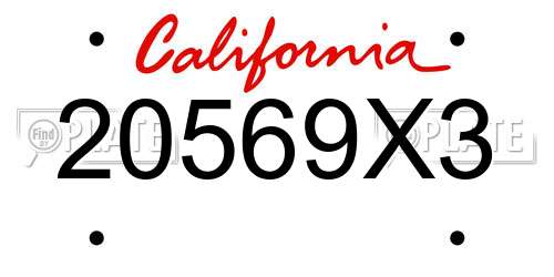 20569X3 California License Plate