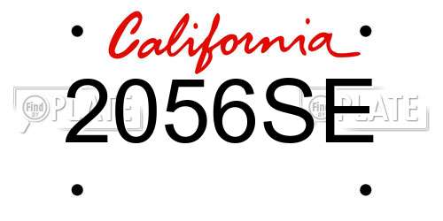 2056SE California License Plate
