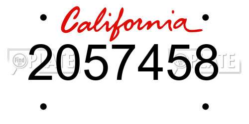 2057458 California License Plate