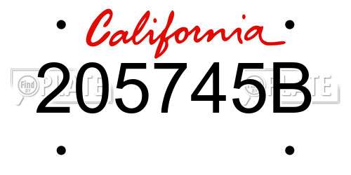 205745B California License Plate