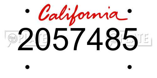 2057485 California License Plate