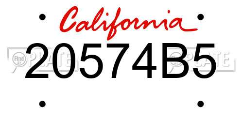20574B5 California License Plate