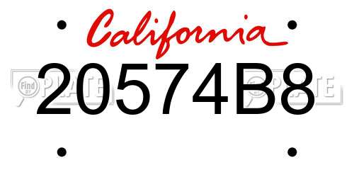20574B8 California License Plate