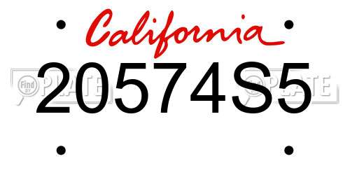 20574S5 California License Plate