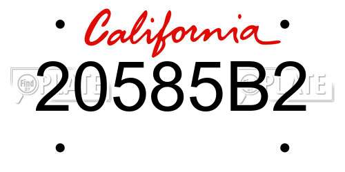 20585B2 California License Plate