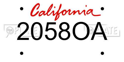 2058OA California License Plate