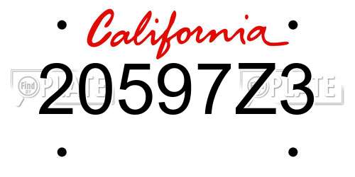 20597Z3 California License Plate
