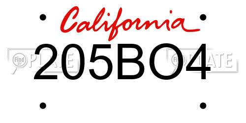 205BO4 California License Plate